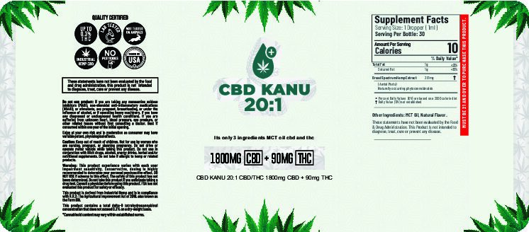 CBD KANU 20:1 Tincture - 1800mg CBD/ 90mg THC